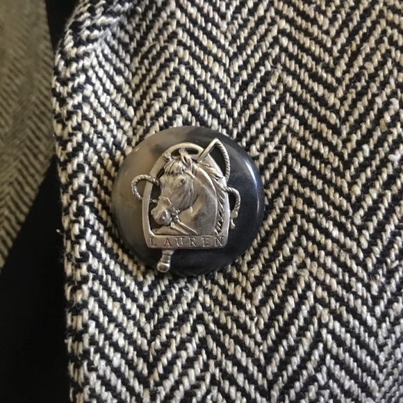 Vintage RALPH LAUREN black tan silk Tweed coat 16 - Picture 7 of 7